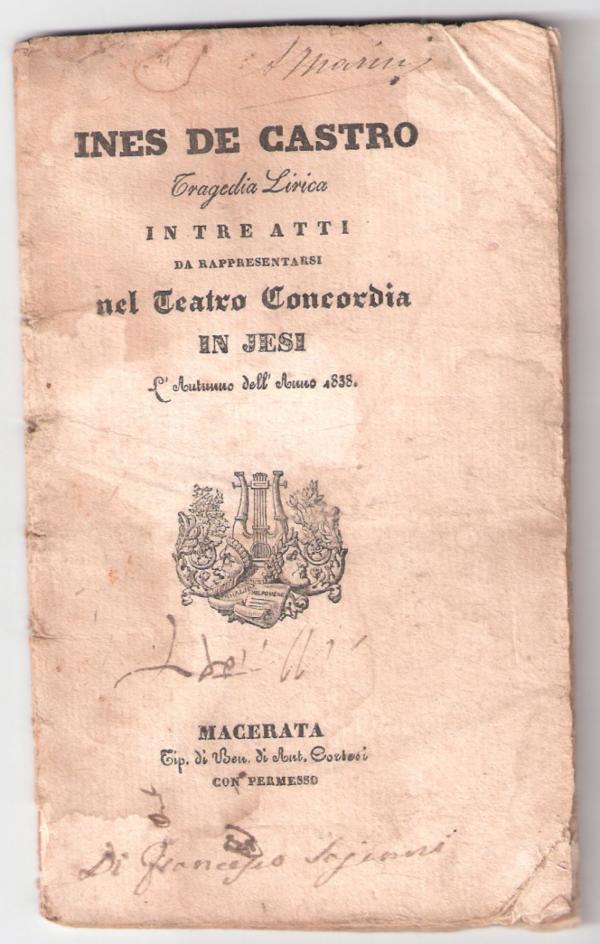 Giuseppe Persiani, Ines de Castro, Macerata, 1838 copia