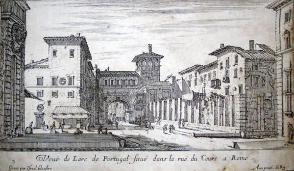 Arco del Portogallo. A destra il campanile di San Lorenzo in Lucina